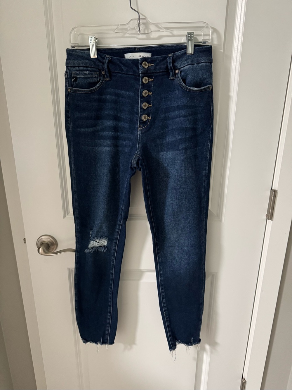 Women's Kancan Dark Blue High-Rise Button-Fly Skinny Jeans Size 9/28